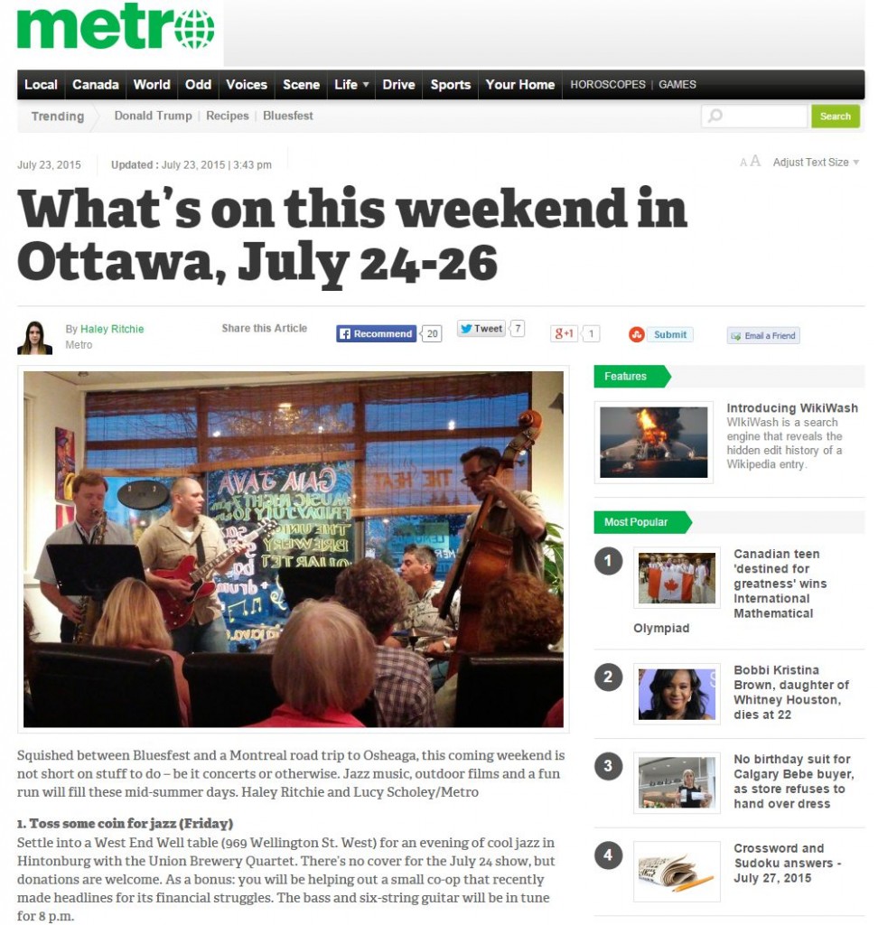 Metro Ottawa, July 24th 2015